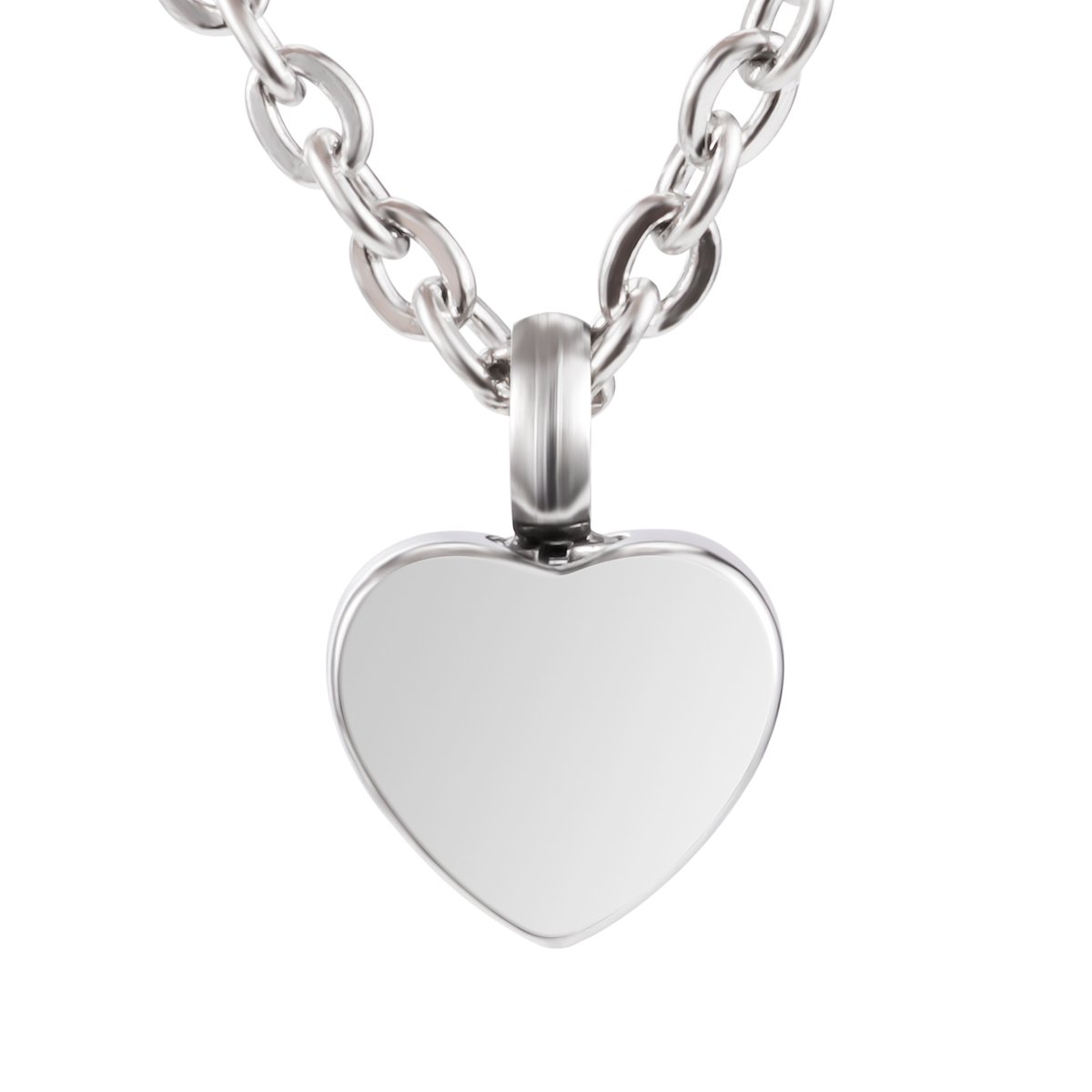 Quiges - RVS Ashanger - Urn - Heart - Met - Verstelbare - Ketting 45 - 50cm en vulsetje - Asketting - As sieraad SLSA039