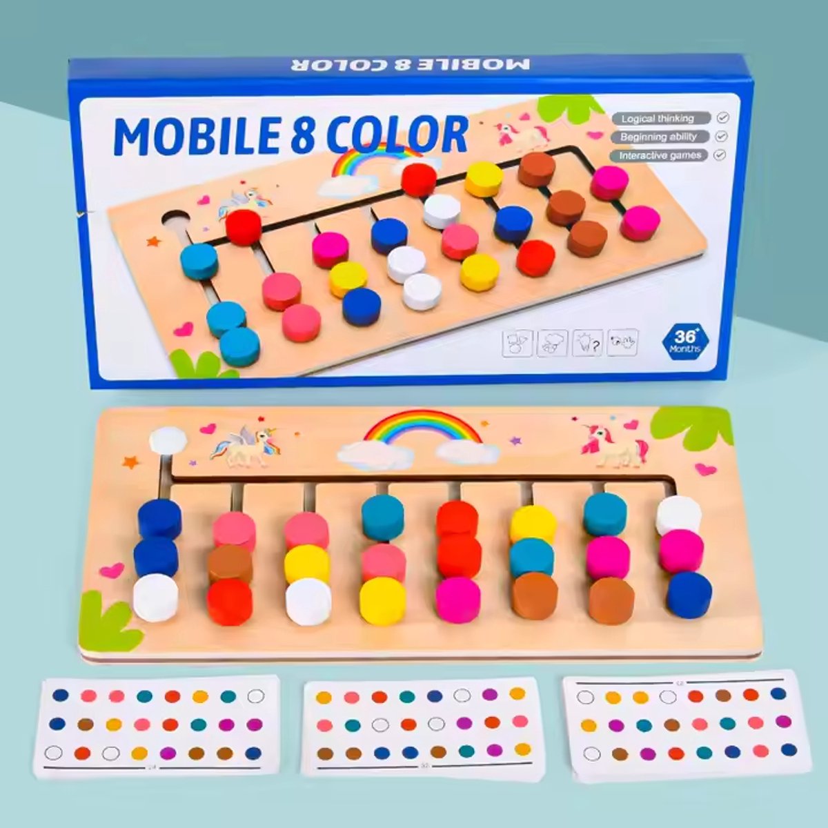 Houten kleur sorteerbord - Reisspeelgoed - Vanaf 3 jaar - Educatief speelgoed voor onderweg - Kleuren sorteren - Houten puzzel