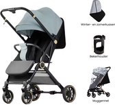 Kaëru® Ultralichte Inklapbare Kinderwagen - Draagvermogen 22 kg - Tweerichtingsontwerp - Lichtgewicht Aluminium Frame - Schokbestendige PU Banden - Verstelbare Duwstanghoogte – Ideaal voor Reizen en Dagelijks Gebruik - Lichtblauw/Zwart