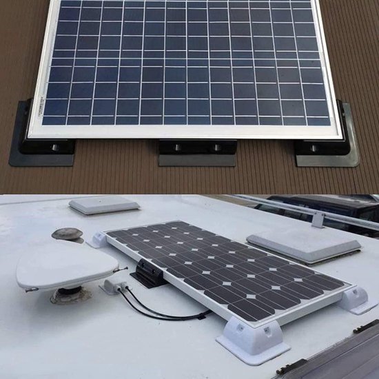 Baotkere Set van 7 montagebeugels voor zonnepaneel van ABS, hoekbeschermingsset met kabelinlaatmondstuk, gebruik op het dak van het huis, het dak van het appartement, de bovenkant van de