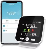 Compteur de qualité de l'air sur batterie et USB-C | Température | Humidité | CO2 | Idéal pour la maison, le bureau ou les écoles