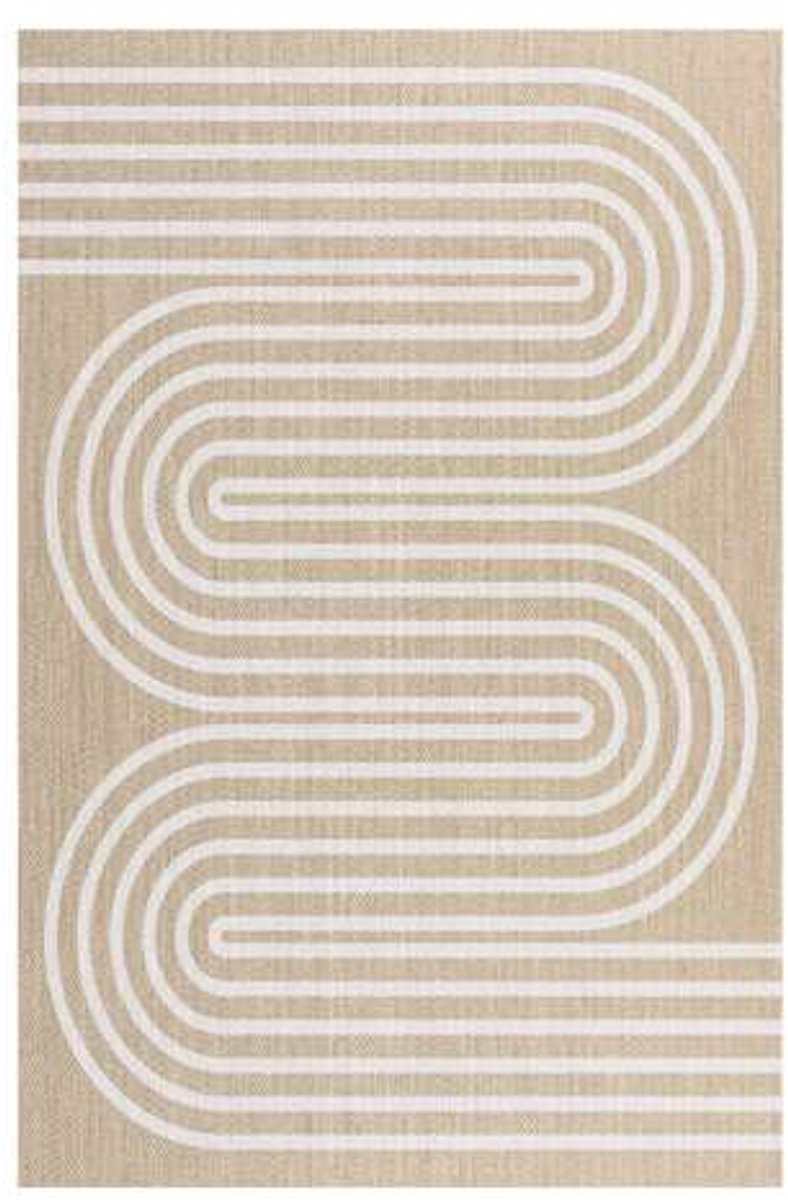 Storesdeco Premium vinyl vloerkleed, wasbaar, antislip en slijtvast – Witte golven 160x230 cm