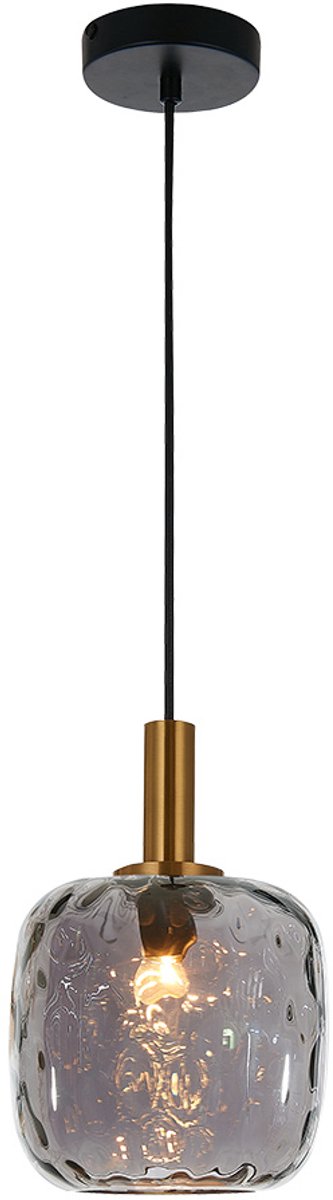 Fantasia Astrid kleine hanglamp E27 zwart, asgrijs glas