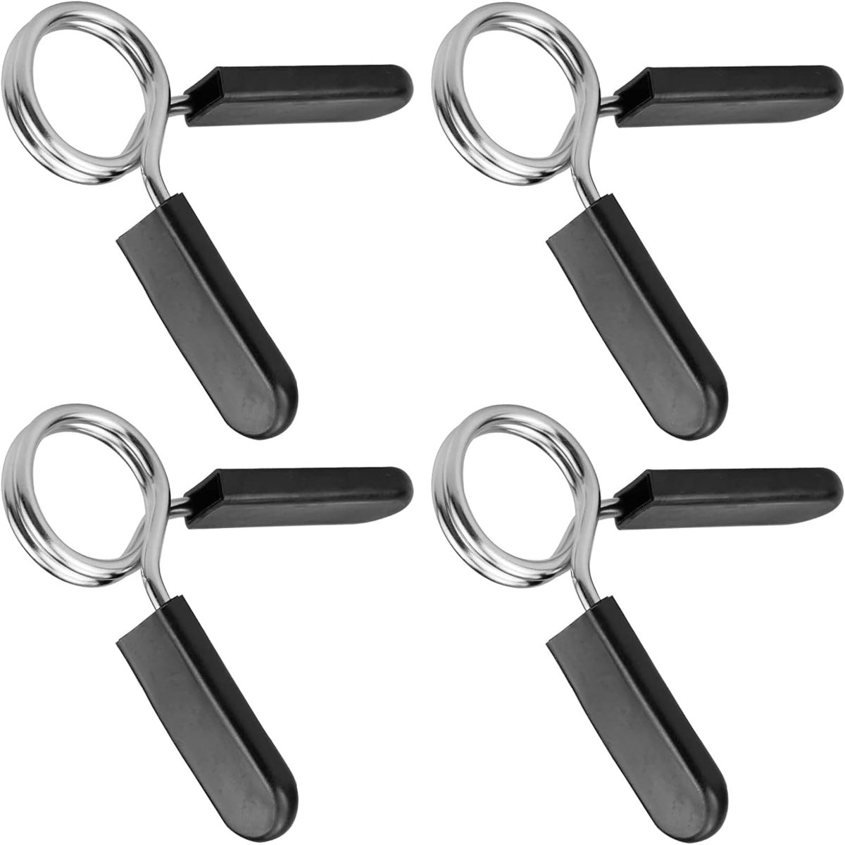 Veerklemmen voor lange halters, 4 stuks veerhalsklemmen, klem voor korte halters, gewichtsclips voor lange halters, sport lange halterclips (25 mm)