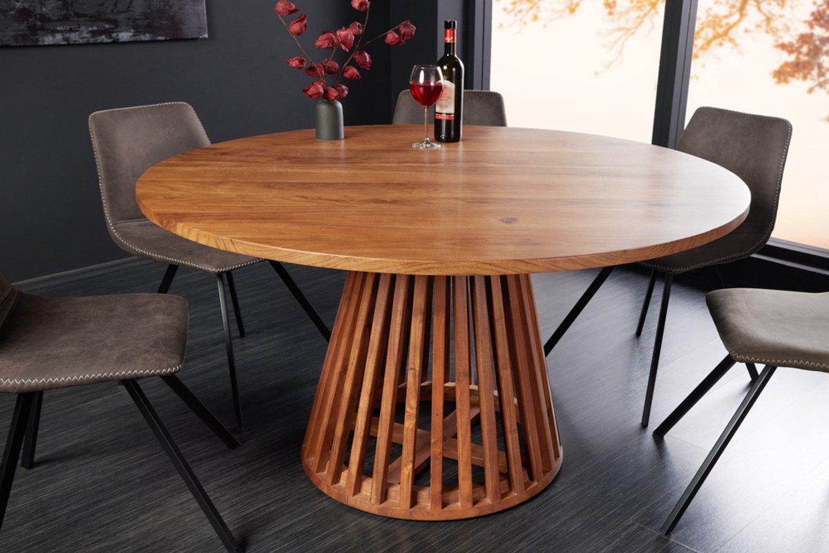 Invicta Interior Ronde eettafel MAISON JADE 130 cm massief houten onderstel van natuurlijk acacia - 43339 Zie omschrijving