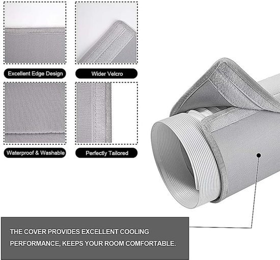 Airconditioning, slang, isolatie, slangafdekking, 150 x 50 cm, afvoerslang, isolatie voor draagbare airconditioning, raamaccessoires voor airconditioning, 2 stuks