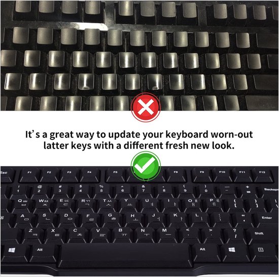 Remplacez vos touches usées par ce nouvel ensemble d'autocollants de clavier pour un nouveau look.