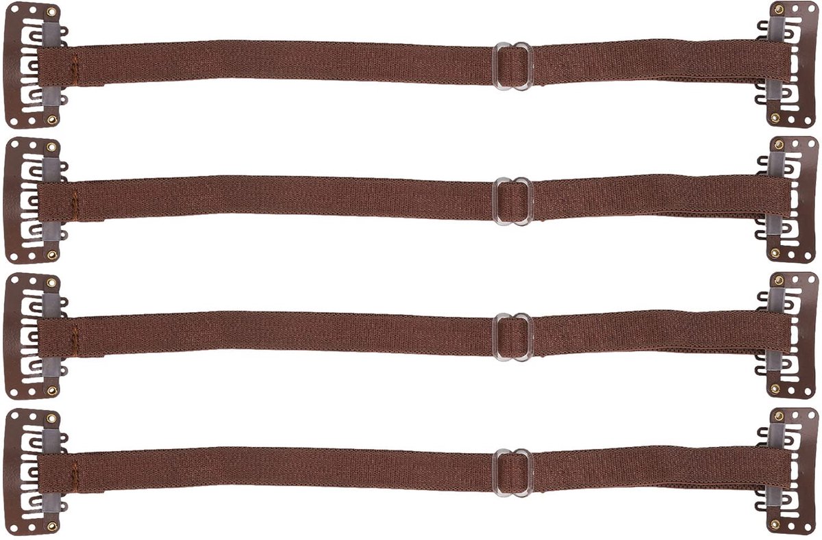 4PCS Face Lifting Band with Hair Clip, Face Lift Tape Band Adjustable Elastic Facial Lift Belt Eye Wrinkle Removal Belt Facelift Patch Straps Bands for Face Lift (Brown)