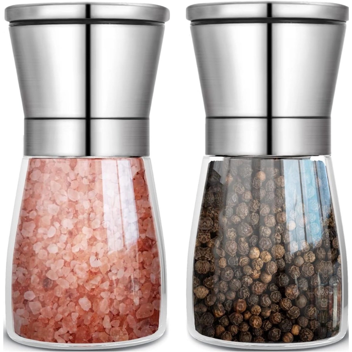 EXCITAT Grinder - RVS - Kruidenmolen - Geschikt voor peperkorrels, chilivlokken, specerijen, zout - 150 ml - Zilver