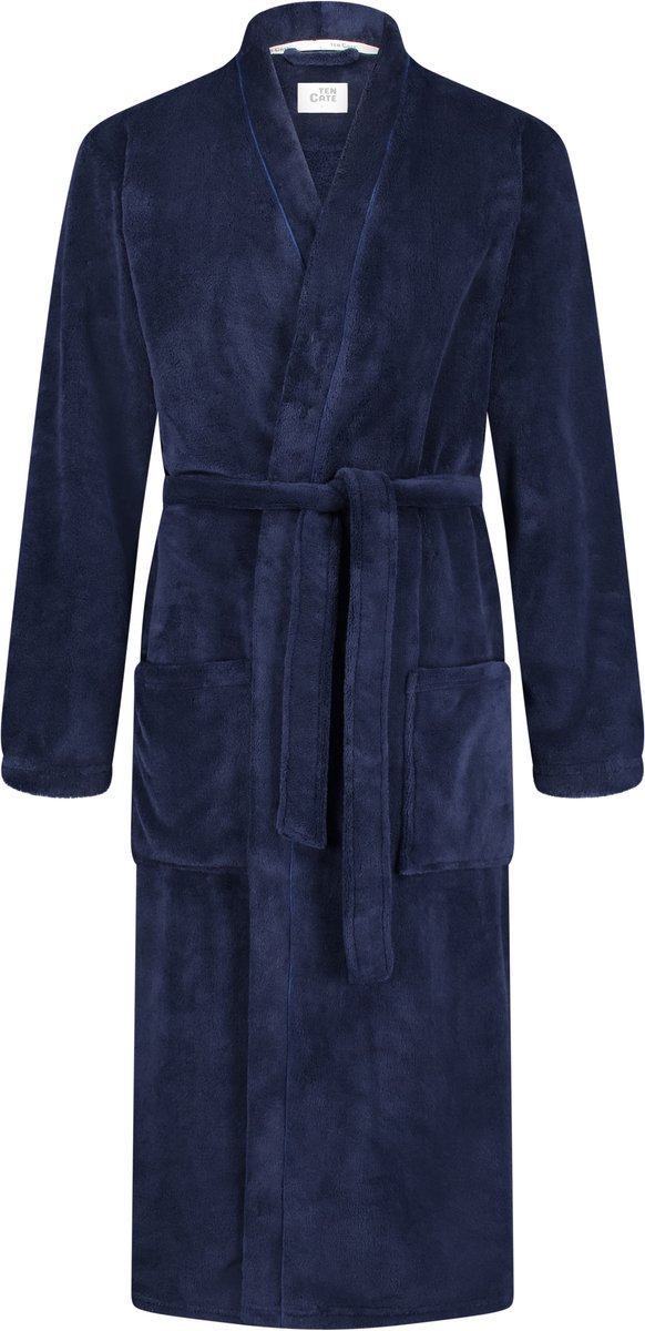 Badjas heren donkerblauw - heren badjas kimono fleece - Maat XL