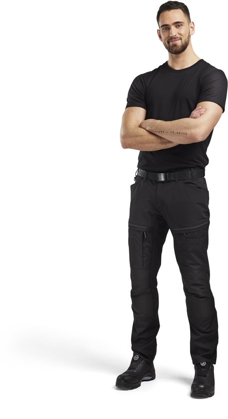 Blaklader 1456 Pantalon de travail de service Stretch Zwart/Gris foncé