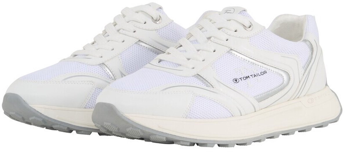 Tom Tailor - Trainers met mesh inzetstukken - Maat 37 - white