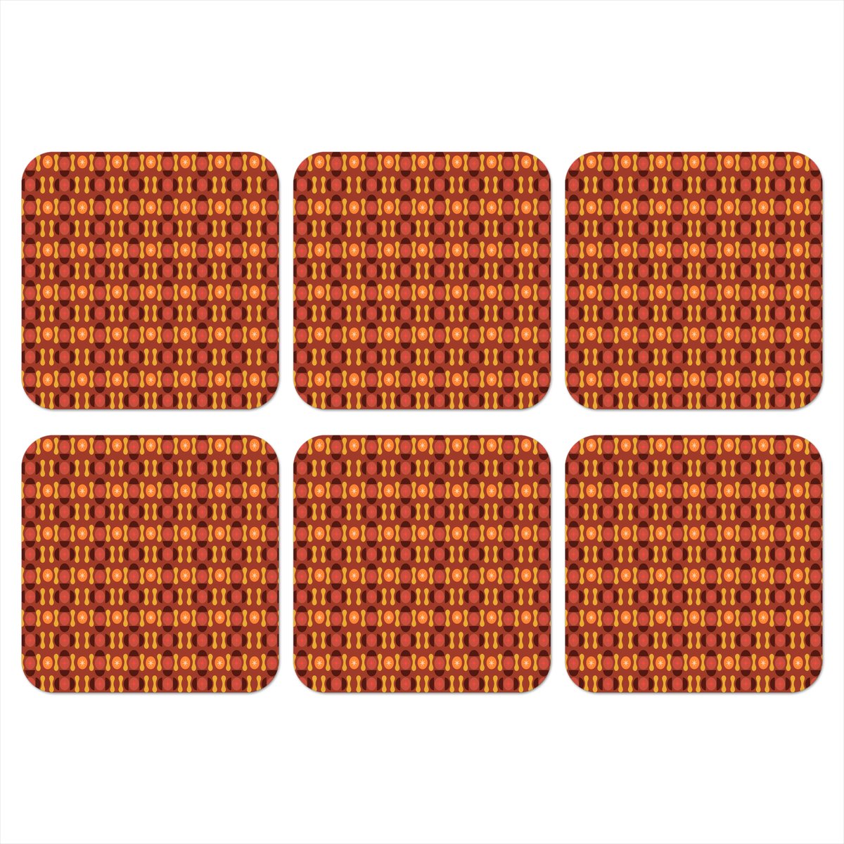 Onderzetters voor glazen - Retro - Disco - Hippie - Multi - 10x10 cm - Glasonderzetters - 6 stuks