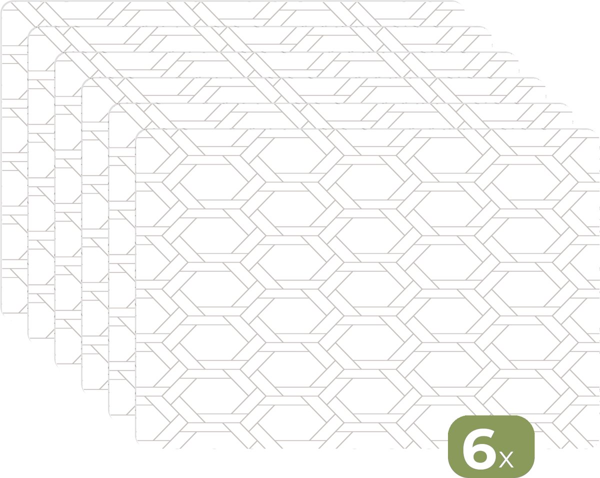 Placemats - 6 stuks - 45x30 cm - Placemat kunststof - Grafisch - Patroon - Modern - Fijnstijl - Dubbel - Borden onderleggers - Decoratie voor op tafel - Keuken tafeldecoratie accessoires - Vinyl onderlegger - Tafelversiering