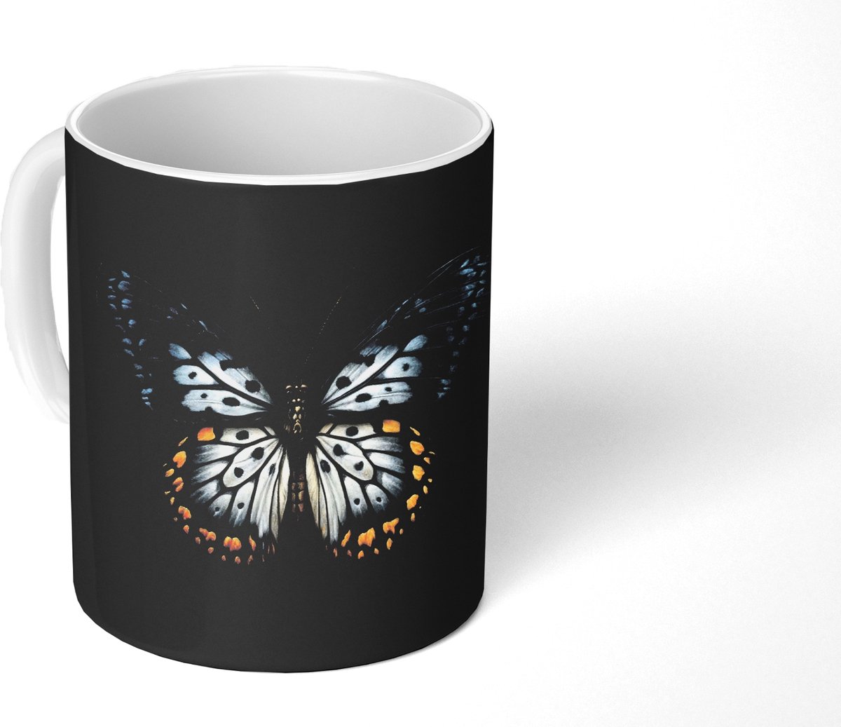 Mok - Koffiemok - Vlinder - Monochroom - Balans - Mokken - 350 ML - Beker - Koffiemokken - Theemok