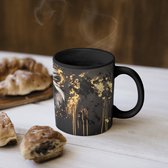 Magische Mok - Foto op Warmte Mokken - Koffiemok - Leeuw - Portret - Verfspatten - Grijs - Magic Mok - Beker - 350 ML - Theemok