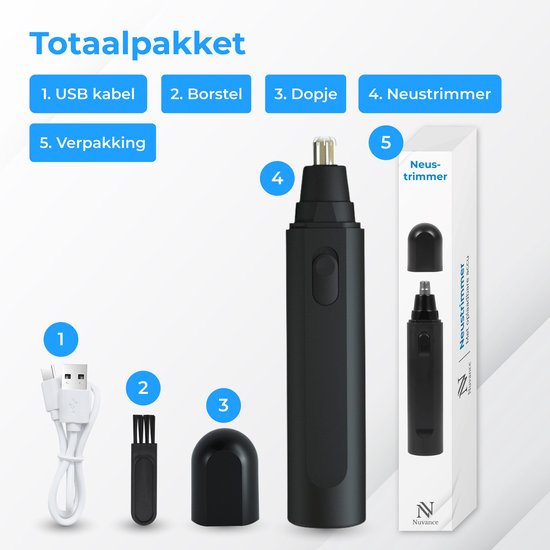 Nuvance Neustrimmer - Neustrimmer Mannen en Vrouwen - Oortrimmer - Neushaartrimmer - Usb Oplaadbaar - Afspoelbaar