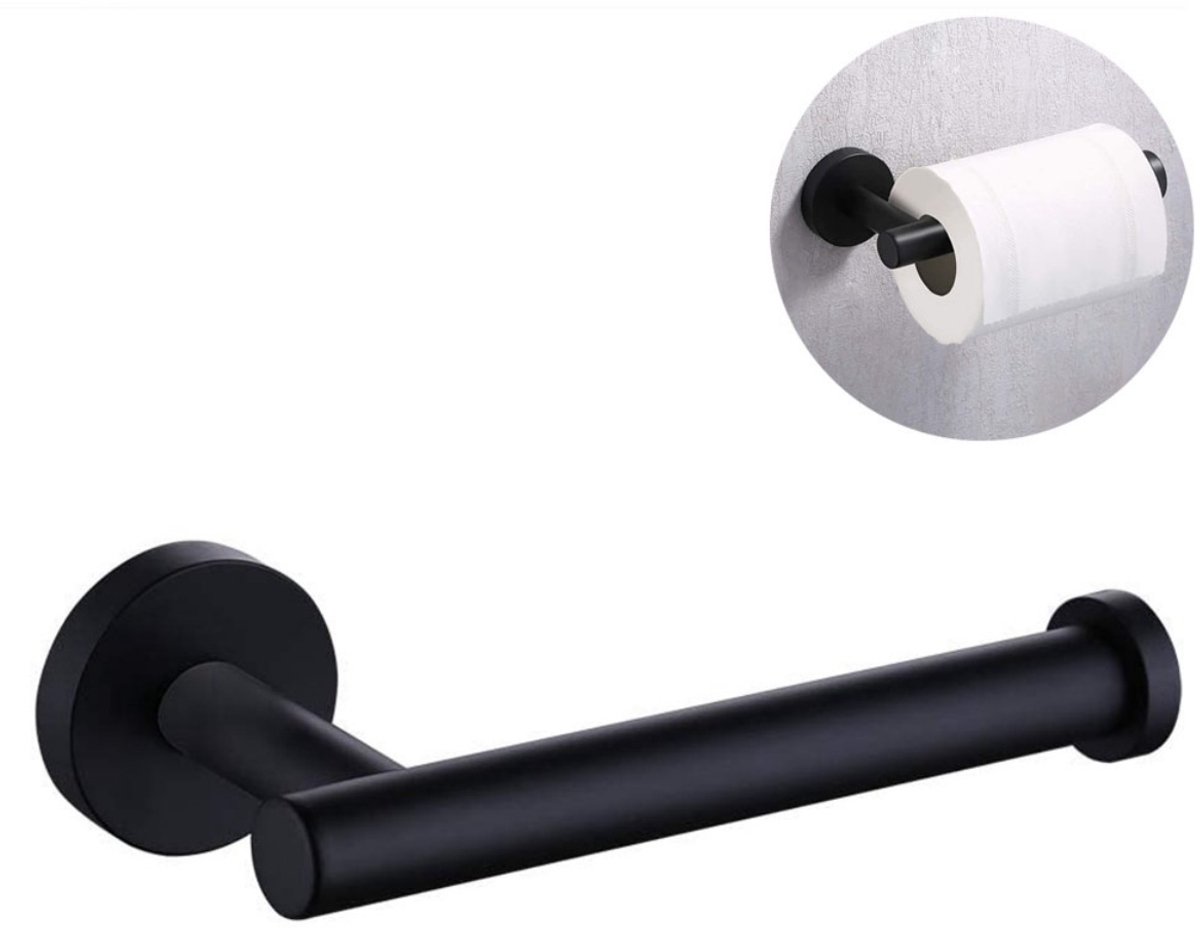 EXCITAT Toiletpapierhouder - Badkamerpapieren handdoekhouder - Ronde papieren handdoekrolhouder - Papieren handdoekdispenser - Wandmontage - Voor badkamer en keuken - Zwart