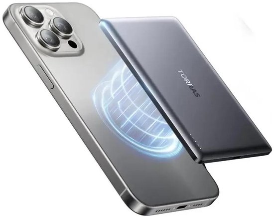 Torras MiniMag 5.000 mAh MagSafe Powerbank Reisformaat Donkergrijs