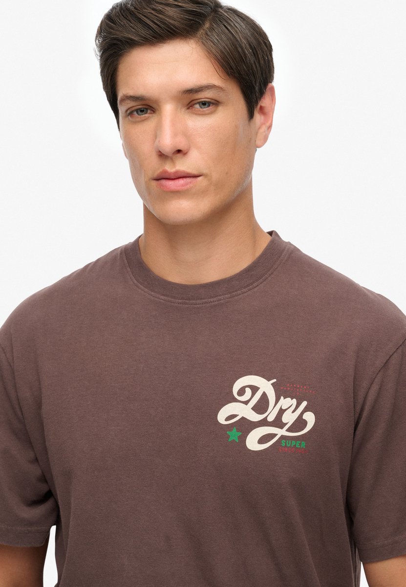 Superdry Tap Room Oversized T-shirt Heren T-shirts Coffee Bean