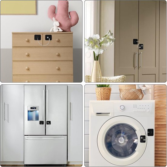 4PCS Sécurités Enfants Avec Clé - Verrous Adhésifs Puissants Sans Perçage Pour Frigo, Tiroirs, Placards Et Fenêtres