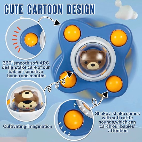 Fidget Toys - Zuignap Spinner Speelgoed - 3 stuks - Fidget spinner - Sensorisch Speelgoed - Baby - Badspeelgoed - Speelgoed - Badspinner - NIEUW - Kinderen! van Merkloos — afbeelding 3