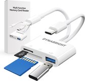 DynaBright SD Kaart Lezer - SD Kaartlezer USB C en Lightning - Card Reader - voor Iphone / Ipad / Laptop - Incl. Adapter - Geheugenkaartlezer Micro SD