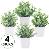 Boncy® Premium Kunstplant in pot - 4 Stuks Kunstplanten - Nep planten voor Binnen en Buiten - Kamer Decoratie - Nepplanten Eucalyptus Kunst plant Boompje - Kunstbloemen