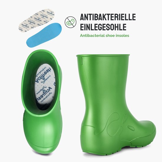 Ladeheid LA-CA-Panda Kinder Regenlaarzen - Rubber - Licht - EVA - Smaragdgroen - 28/29