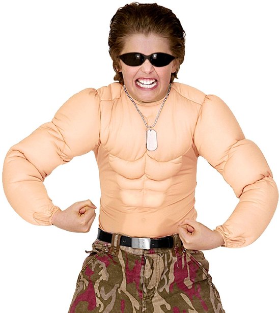 "Bodybuilder T-shirt met grote nep spieren voor kinderen - Verkleedkleding - 146/152"