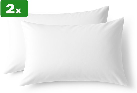 Pure'Cotton Kussenslopen 60x70 cm Set van 2 - 100% Katoen - Zacht - Hoogwaardige kwaliteit - Wit