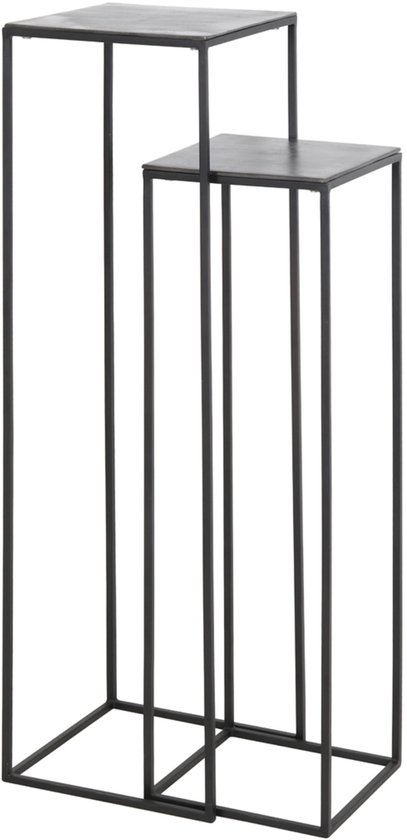 Light & Living Table d'appoint BOCA - noir antique brut de plomb-mat - lot de 2