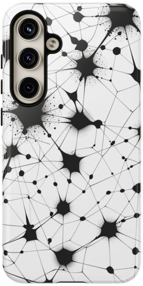 Zwart-Wit Abstract Netwerkpatroon – Telefoonhoesje Geschikt voor Samsung Galaxy S24 Plus