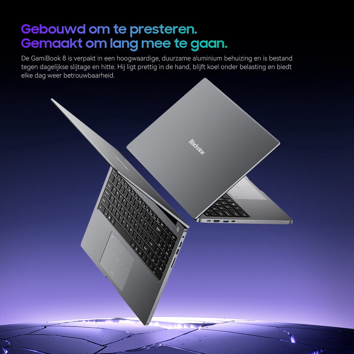 Blackview GamiBook 8 Gaming Laptop - 16 inch Full HD - 32 GB RAM - 1 TB SSD - AMD Ryzen™ 7 7735HS - Tot 4,75 GHz - WiFi 6 - Windows 11 Pro Notebook - UHD Graphics - Grijs — afbeelding 3