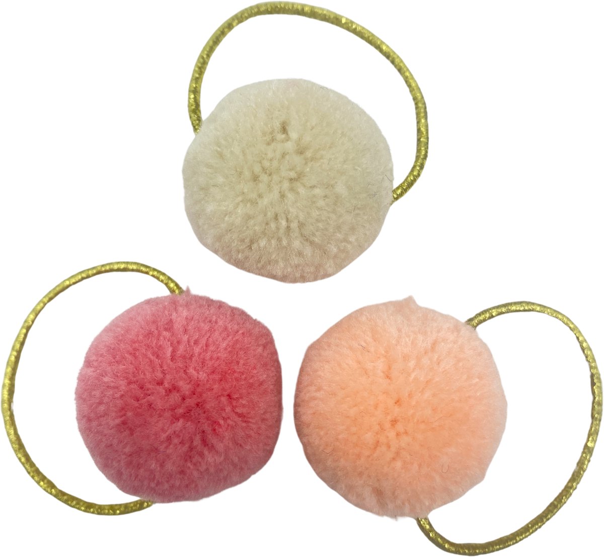 Basic haarelastiekjes met pompoms - Pink sands