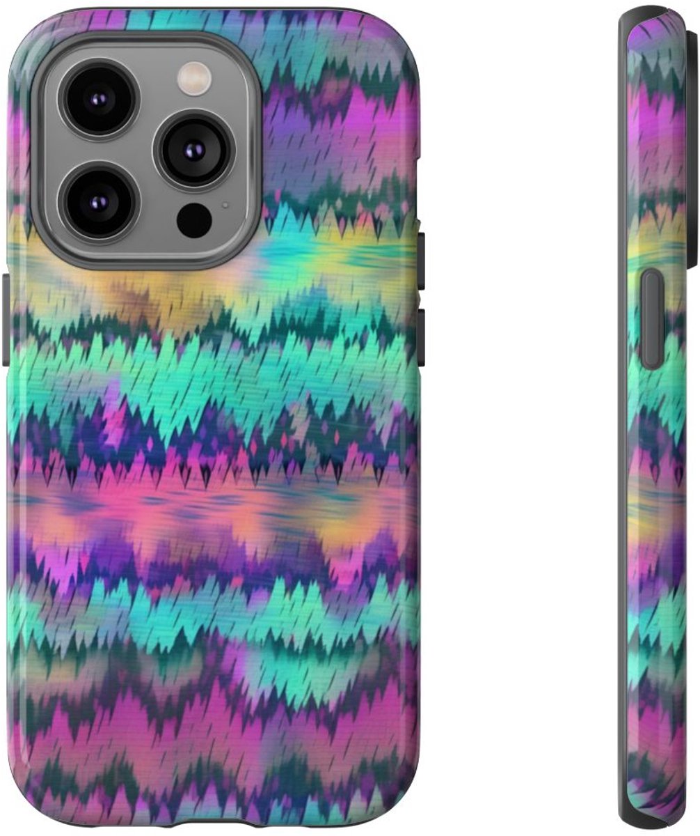 Kleurrijk Glitch Patroon Abstract Design – Telefoonhoesje Geschikt voor iPhone 14 Pro
