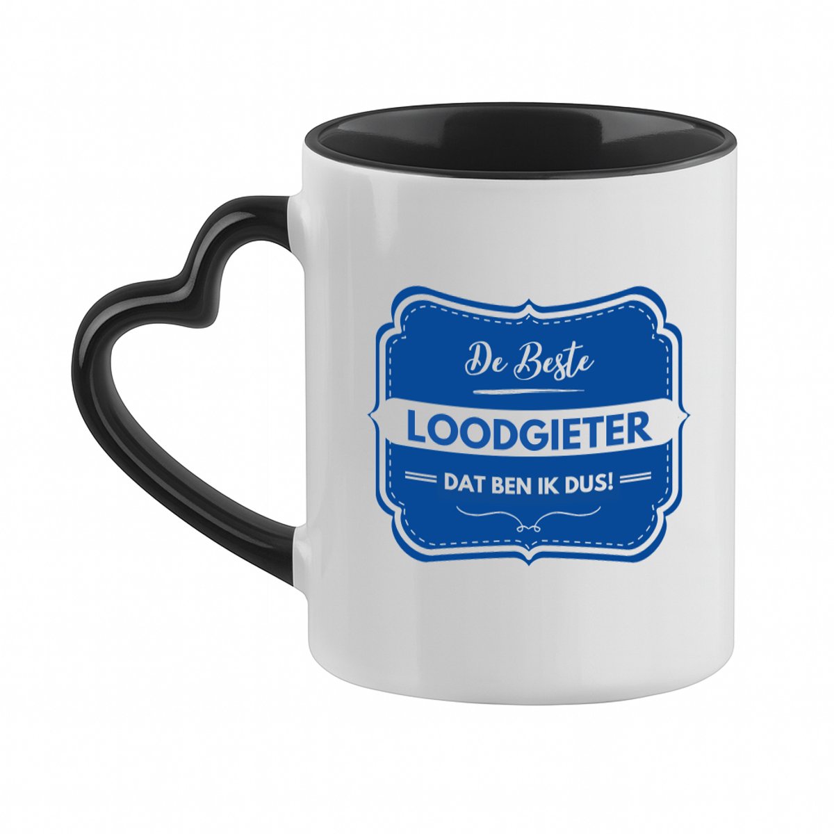 Hacebo® - De beste loodgieter koffiebeker met hart oor zwart - Loodgieter - loodgieters - thee mok - koffie beker - werk - afscheidscadeau - verjaardagscadeau - kado - koffiemok - 330 ML