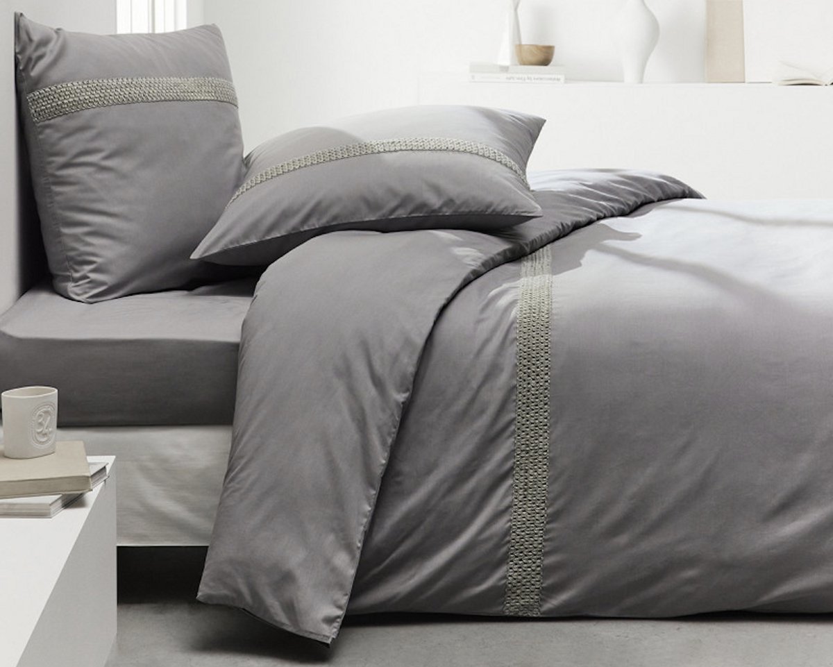 Beddengoedset van 100% katoen – Prestige dekbedovertrek + kussenslopen van 63x63 cm – luxe macramé