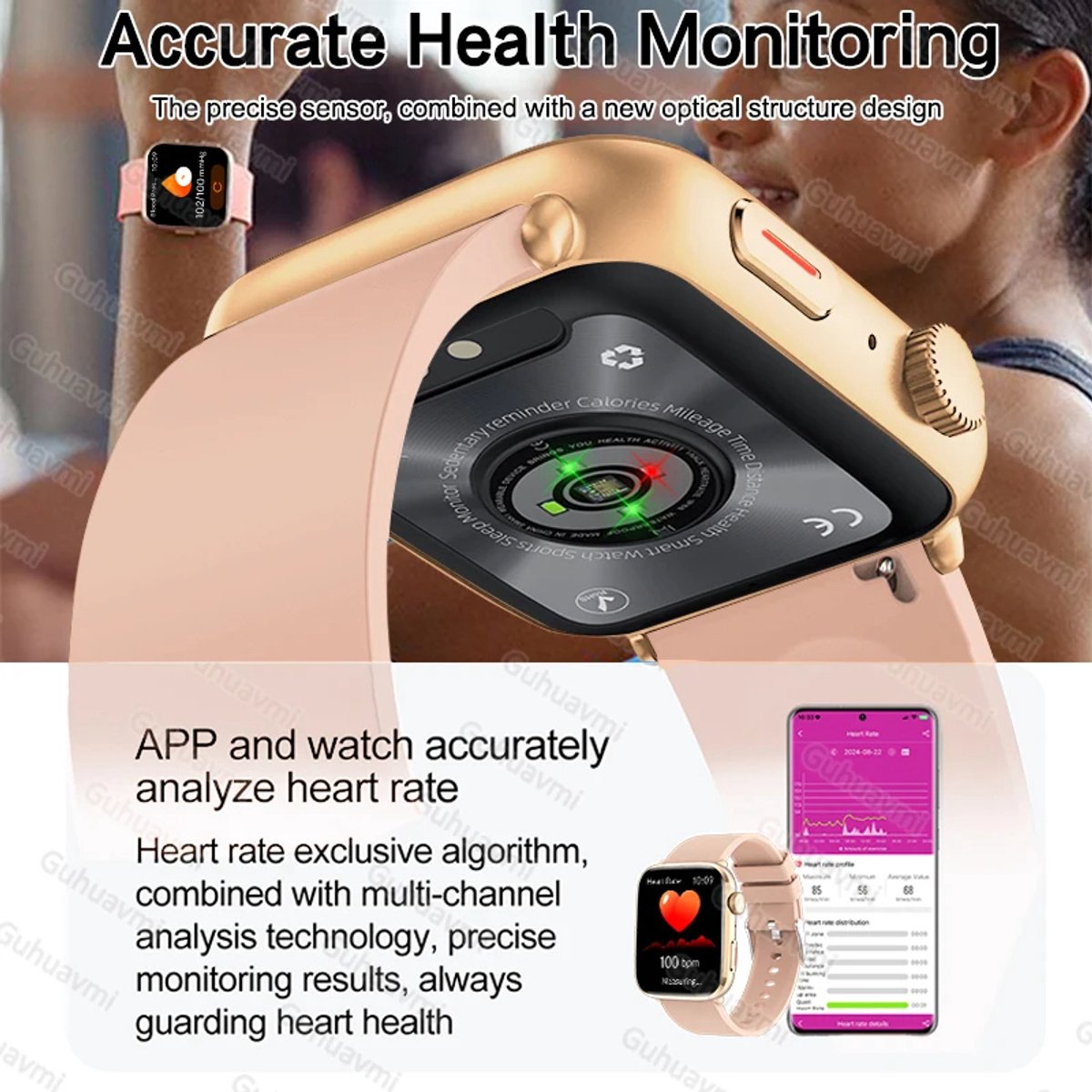 Afbeelding 2 van Slimme Smartwatch Dames Goud AMOLED Scherm, NFC,