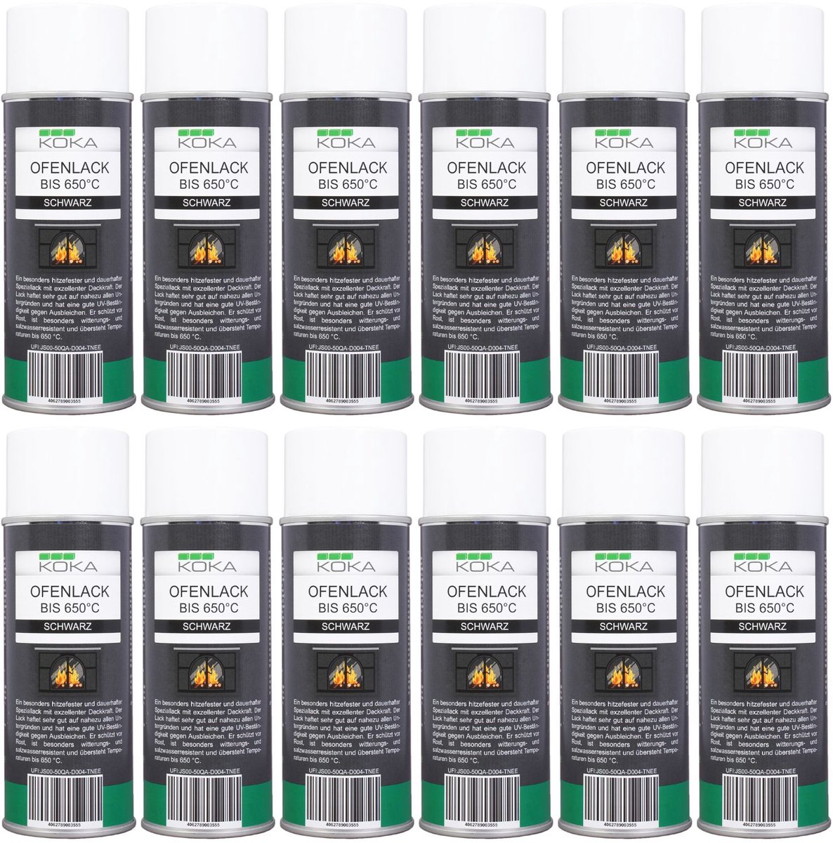 12x ovenverfspray zwart mat