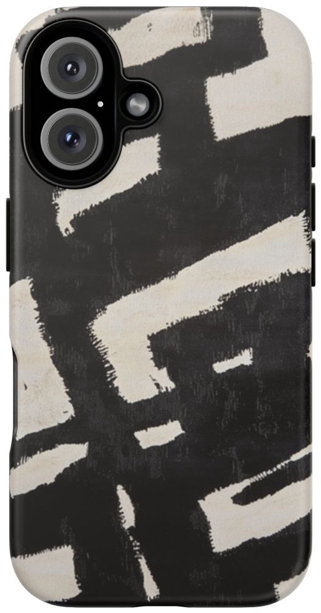 Abstract Zwart-Crème Patroon – Telefoonhoesje Geschikt voor iPhone 16