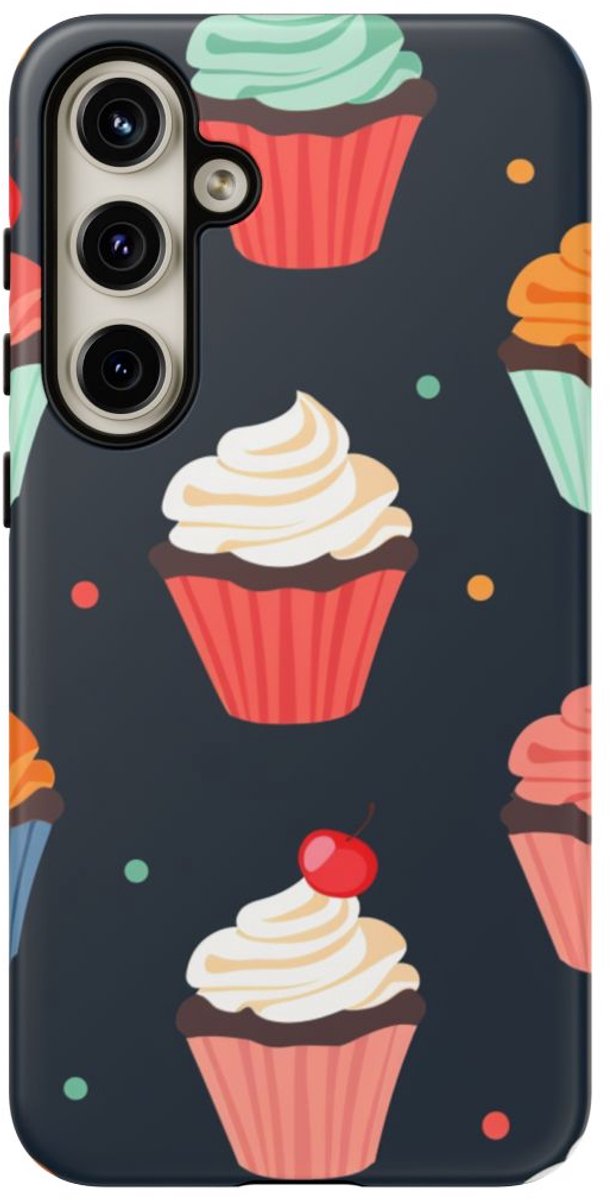 Vrolijk Cupcakepatroon – Telefoonhoesje Geschikt voor Galaxy S24 Plus