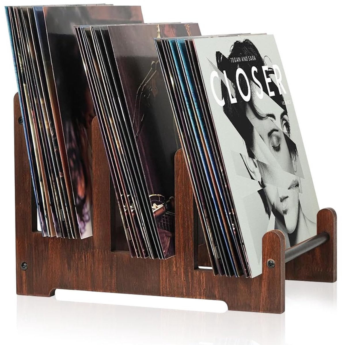 Retro platenrek - elegant design - 1 stuk - hout