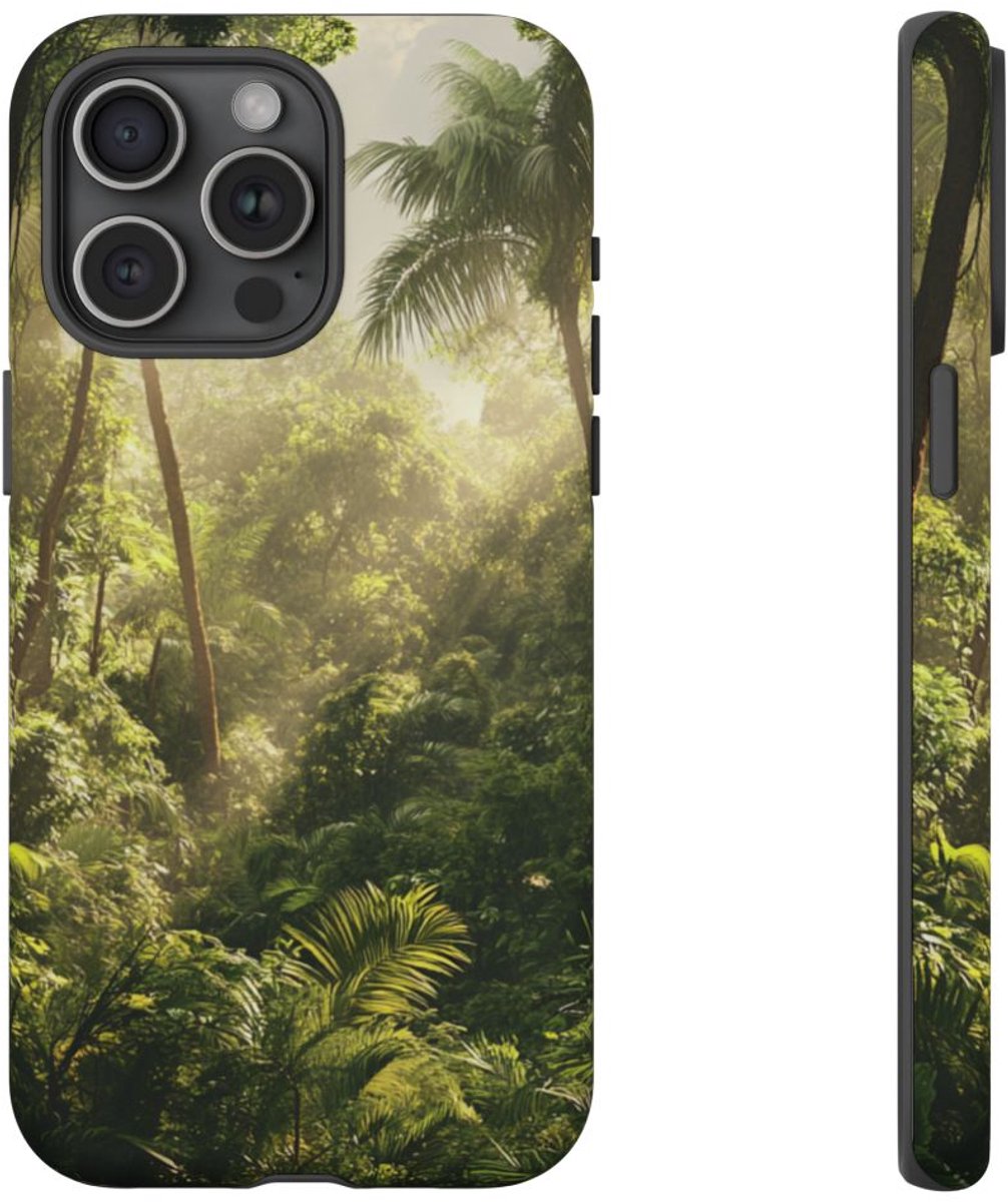 Weelderig Tropisch Woud – Telefoonhoesje Geschikt voor iPhone 15 Pro Max