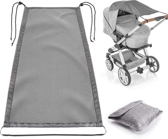Universele zonwering [Parasol voor kinderwagen] Buggy UV-bescherming 50 met universele houder, buigzame parasol voor ronde en ovale buizen, verstelbaar (grijs-roze