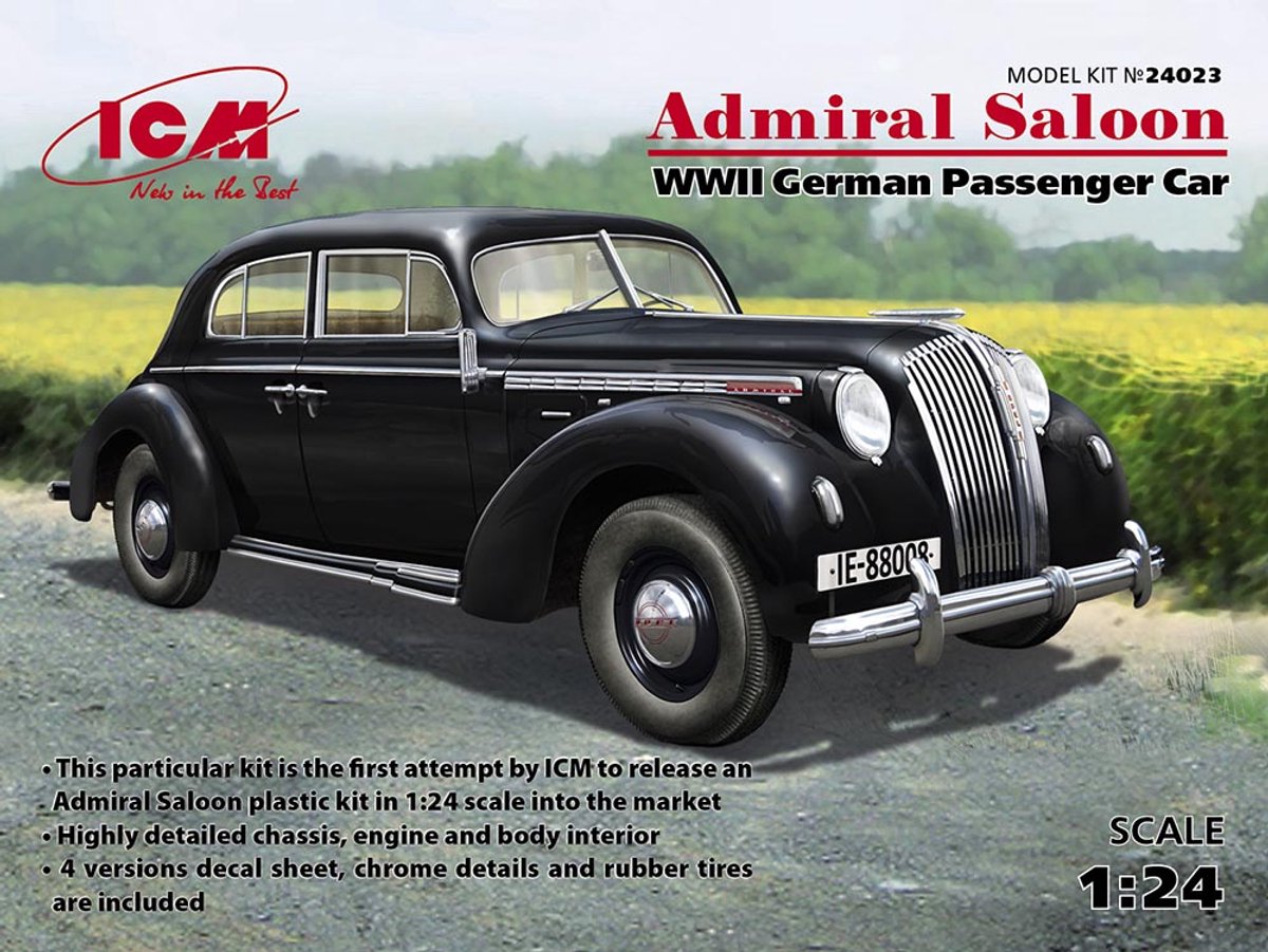 ICM Modelbouwpakket Militaire voertuigen - 24023 Admiral Saloon, WWII German Passenger Car Plastic - 1:24 - Modelbouw