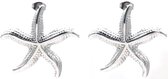Dames Oorbellen – RVS – Zeester Design – Zilverkleurig – 3.5cm – Zomers & Stijlvol