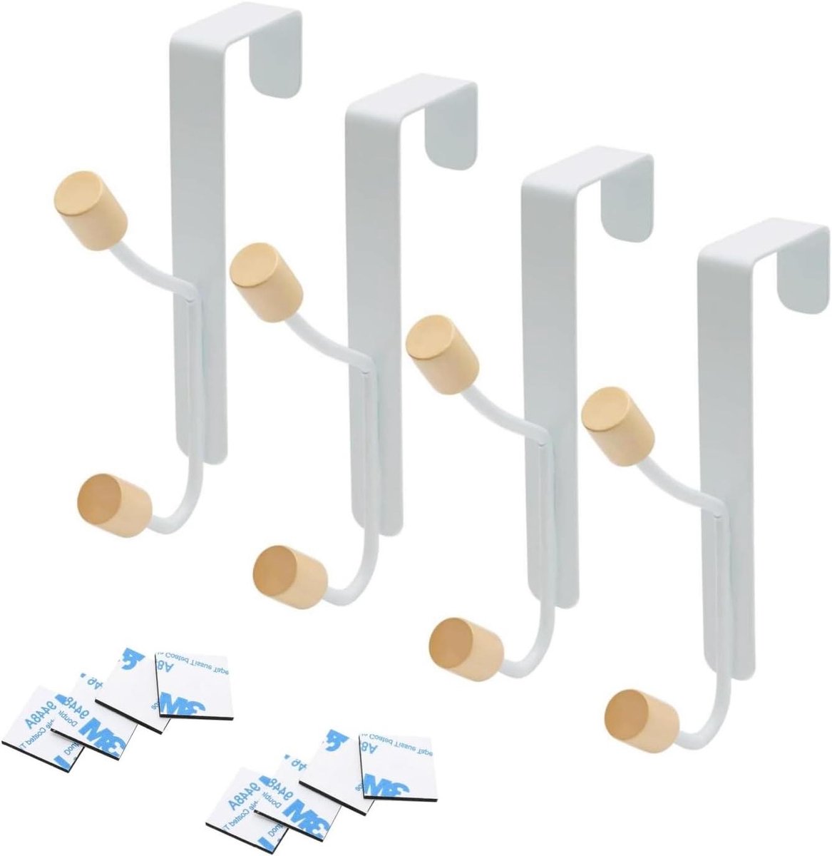 Allecto Plus - 4 Witte Deurhaken Hanger Rack voor Slaapkamer Jasorganisatie