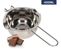 ZoeZo RVS Smeltpan 400 ml - Au Bain Marie Pan met Schenktuit - Voor Kaarsen maken - Voor Chocolade, Boter, Was en Beslag - Zilver