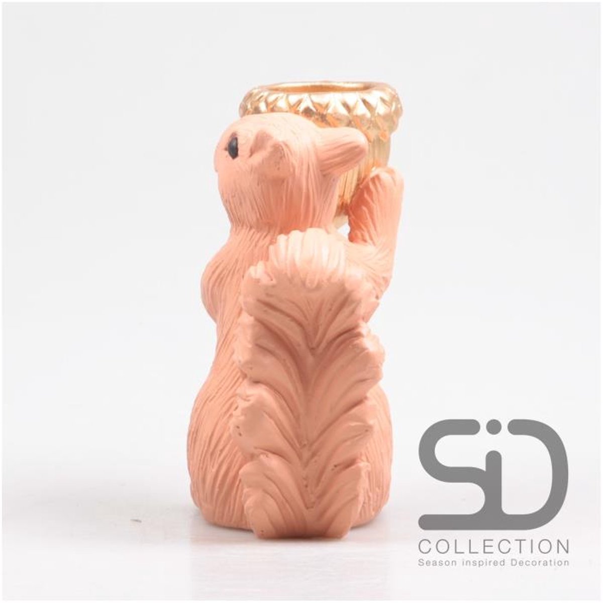 Theelichthouder Eekhoorn 16,3cm beige